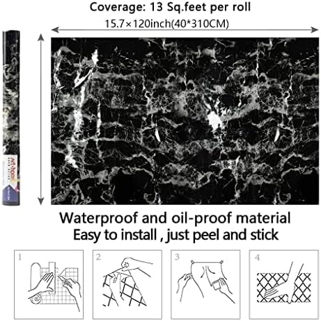 Arthome Black Marble Contact Paper, Peel and Stick Black Paper, Self Adhesive - Image 3