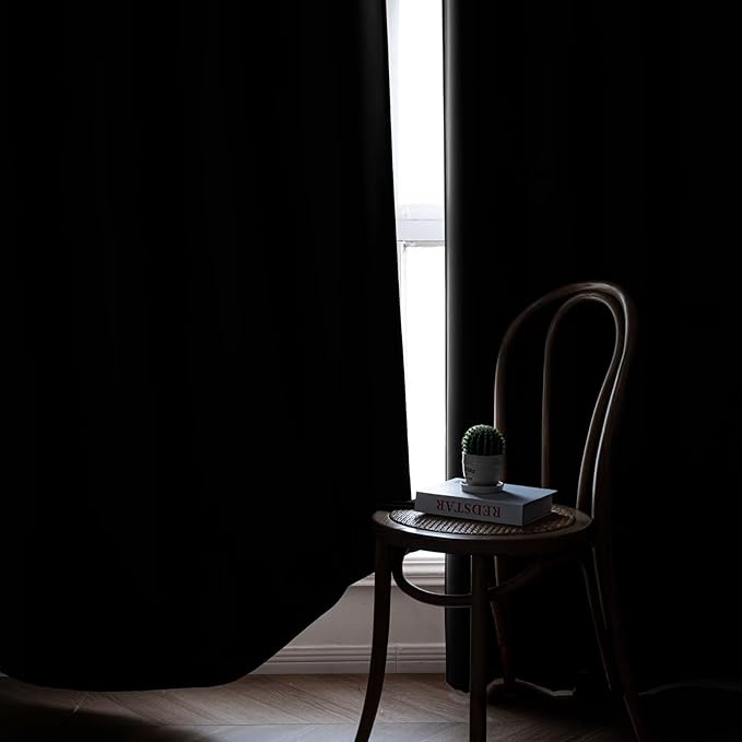 IGEMAEVE Black Blackout Curtains 108 Inch Length 2 Panels Set, Rod Pocket - Image 8