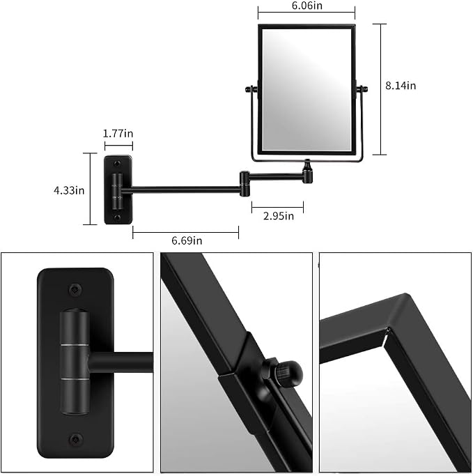 QiMH 3X Magnified Wall Mounted Mirror, Rectangular 8x6 Inch - Image 6