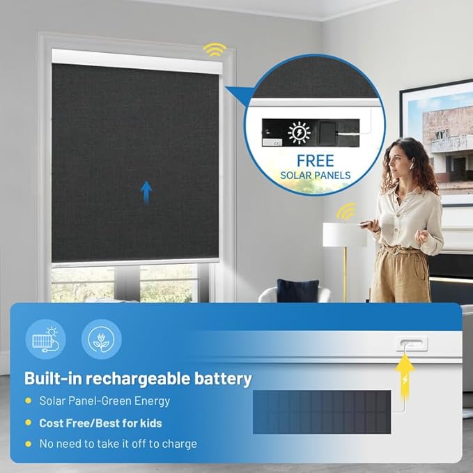 Motorized Blinds with Remote, Cordless Smart Blinds with Valance Cover - Image 2