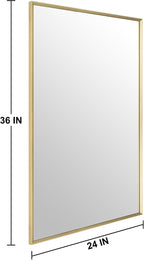 Bathroom Mirror for Wall, 36x24 Inch Metal Framed Mirror, Brushed Gold - Image 5