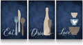 GUBIYU Kitchen Wall Art Set of 3, Rustic Farmhouse Decor, Eat Drink Love Sign by GUBIYU