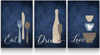GUBIYU Farmhouse Kitchen Wall Decor Eat Sign Eat Drink Love Wall Art Set of 3 by GUBIYU