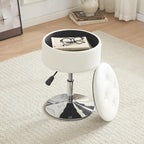 Gitrah White Vanity Stool Chair with Storage Swivel Adjustable Makeup Stool - Image 4
