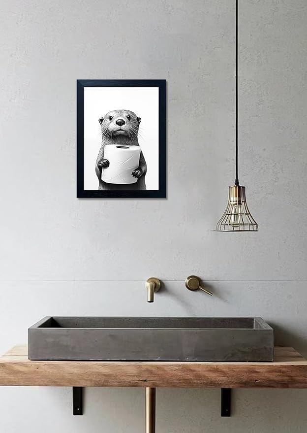 Framed Animal Bathroom Wall Art, Funny Bathroom Wall Decor, Toilet Paper in - Image 9