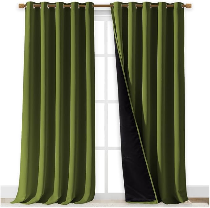 NICETOWN Full Shading Curtains for Windows, Olive Green, 70 inches W x 95 - Image 2