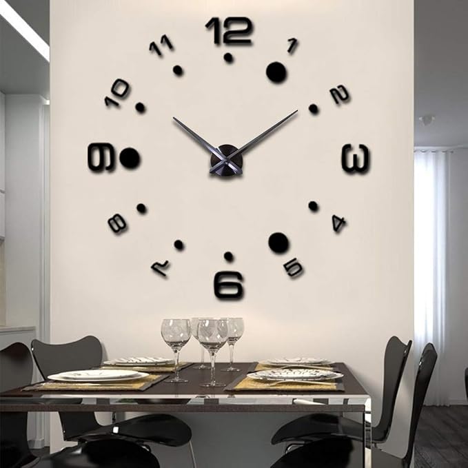 DIY 3D Wall Clock Large Frameless Watch Mirror Surface Wall Art Clock by LOZMOM