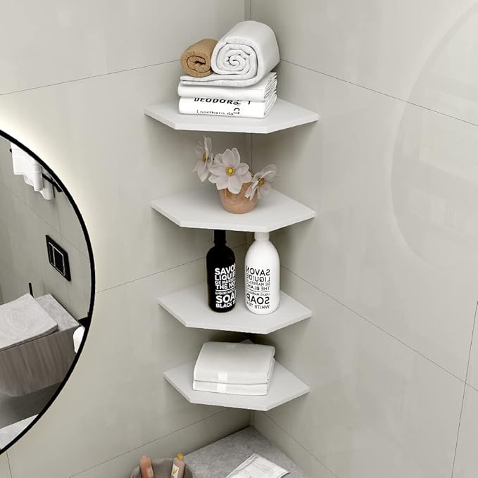 WELLAND 12-Inch Floating Corner Shelves Set of 2, Wall Mounted Storage Shelf - Image 6
