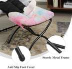 15"(H) Folding Ottoman, Foldable Footrest Stool, Portable Small Foot Stool for Couch, Collapsible Foot Rest Ottoman for Sofa, Accent Padded Ottomans for Living Room, Bedroom, Rainbow - Image 5