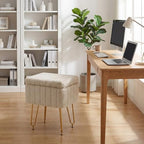 OLIXIS Vanity Stool Chair Faux Fur with Storage, Soft Ottoman 4 Metal Legs - Image 6