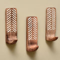 IndianShelf 10 LB- 12 Pieces Decorative Wood Adhesive Wall Hooks–Boho Peel and by IndianShelf