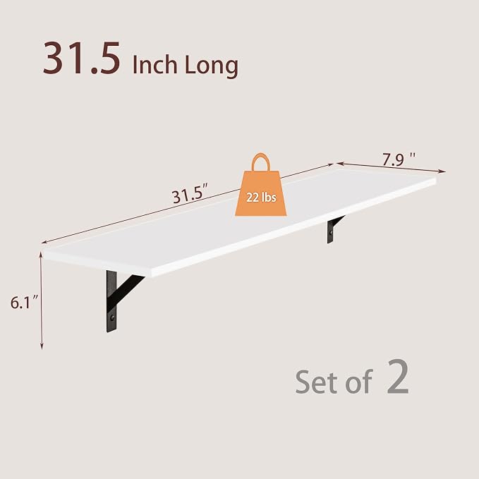 DINZI LVJ Long Wall Shelves, 31.5 x 7.9 x 6.1 Inches, Easy-to-Install, Large - Image 3