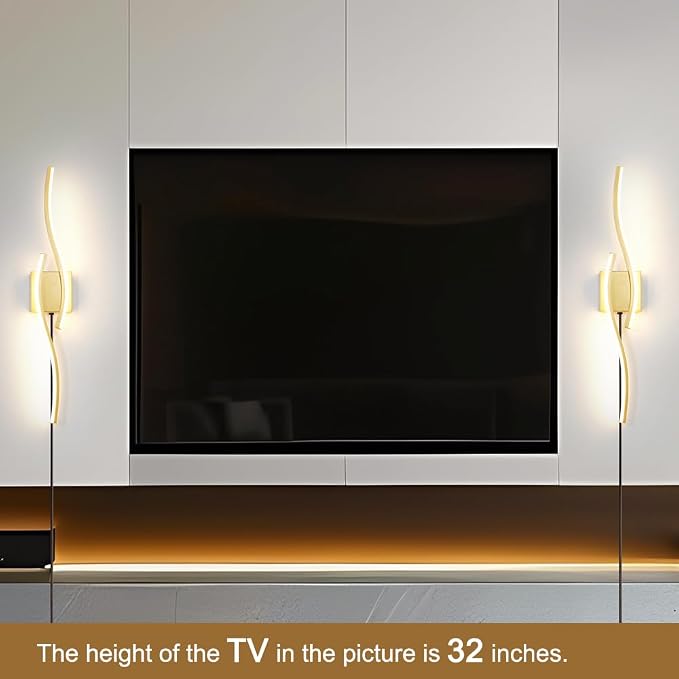 Daunton Modern Gold Plug in Wall Sconce Set of 2, Indoor Dimmable Light Fixture - Image 2