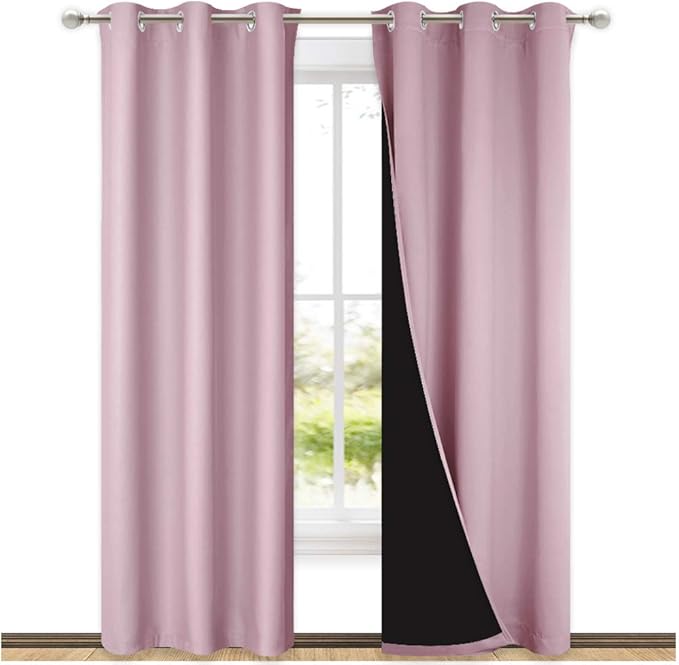 NICETOWN Baby Pink Full Shade Curtain Panels, Pair of Thermal Insulated & by NICETOWN