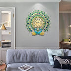 Large Peacock Wall Clock 27.6 inch Non-Ticking Silent Crystal Creative - Image 3