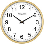 WISKALON 10 inch Wall Clock, Silent Non-Ticking Elegant Golden Frame Clock by WISKALON
