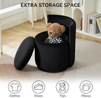 WUTUTUEE Velvet Vanity Chair with Storage, 360° Swivel Makeup Chair with Wave Back, No Assembly Small Accent Stool for Bedroom, Dressing, Living Room, Black - Image 5