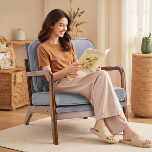 DUMOS Mid Century Modern Accent Chair, 16'' Seat Height Cozy Lounge Chair - Image 2