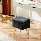 OLIXIS Vanity Stool Chair Faux Fur with Storage, Soft Ottoman 4 Metal Legs - Image 2