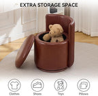 WUTUTUEE Faux Leather Vanity Chair with Storage, 360° Swivel Makeup Chair with Pleated Back, No Assembly Small PU Accent Stool for Bedroom, Dressing Room, Living Room, Brown - Image 5