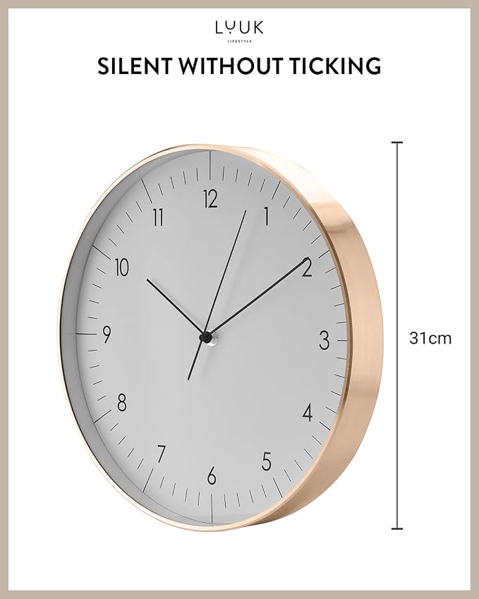 LUUK LIFESTYLE Silent Quartz wall Clock, Nordic and Minimalist Design, Interior - Image 2