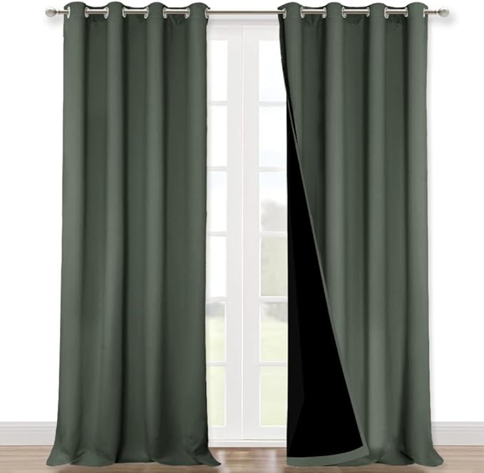 NICETOWN 100% Blackout Curtains 120" Long, Pair of Energy Smart & Noise by NICETOWN