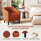 Yaheetech Small 25.5in Wide Corduroy Barrel Accent Chair, Brick Red - Image 6
