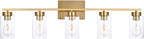 5 Light Bathroom Vanity Light Fixtures, Brushed Brass Modern Wall Lights - Image 2