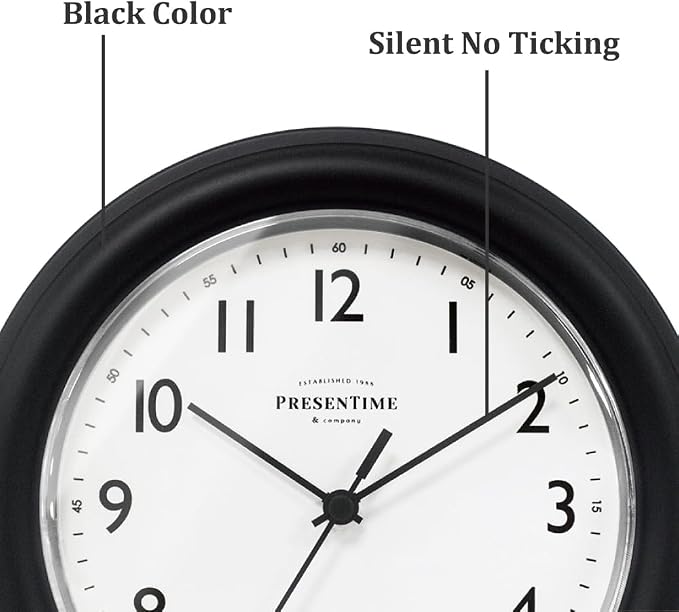 PresenTime & Co. 8.5" Modern Farmhouse Essential Wall Clock, Silent non Ticking - Image 2
