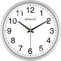 WISKALON 10 Inch Wall Clock, Silent Non-Ticking Round Silver Frame Clock by WISKALON