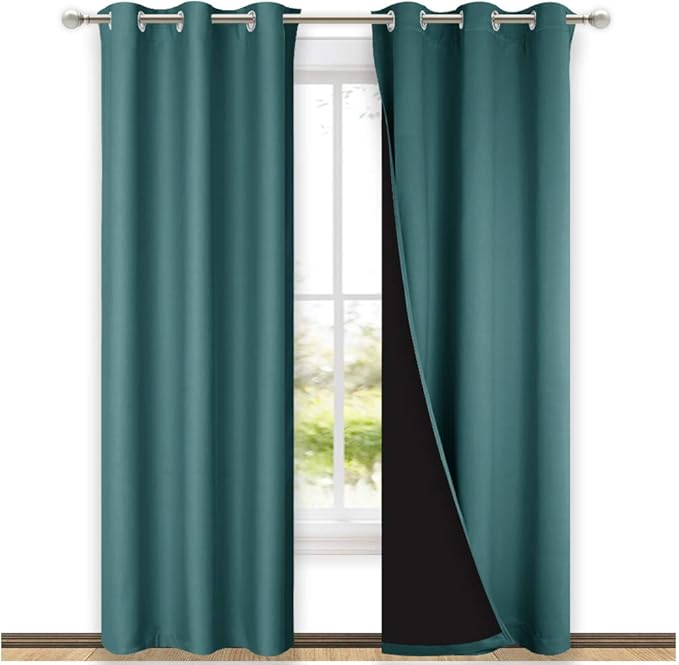 NICETOWN Sea Teal Full Shade Curtain Panels, Pair of Thermal Insulated & Energy by NICETOWN