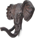 Antiqued Reproduction Cast Iron Elephant Head Single Hook Hanger Animal Shaped by Geenite
