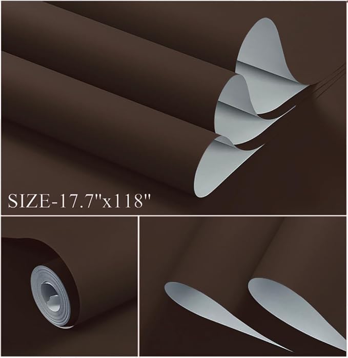 Dimoon 78.7''x17.7''Coffee Brown Peel and Stick Wallpaper Contact Paper Modern - Image 2
