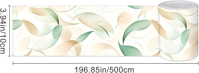 HOMETITUTE Wallpaper Border Peel and Stick Wall Border Green Leaf Watercolor - Image 3