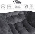 Tiita Lazy Chair with Ottoman, Comfy Reading Accent Chair, Plush Navy - Image 3