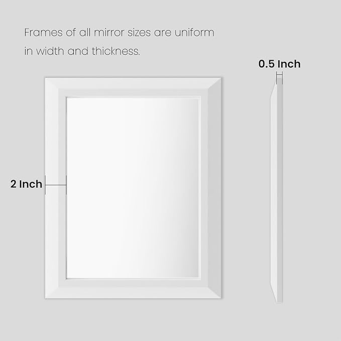 Amorho Bathroom Mirror, 40X38 Inch White Thick Metal Framed Wall Mirrors - Image 7