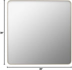 LOAAO 38X38 Inch Brushed Nickel Bathroom Mirror, Rounded Rectangle Silver Metal - Image 9