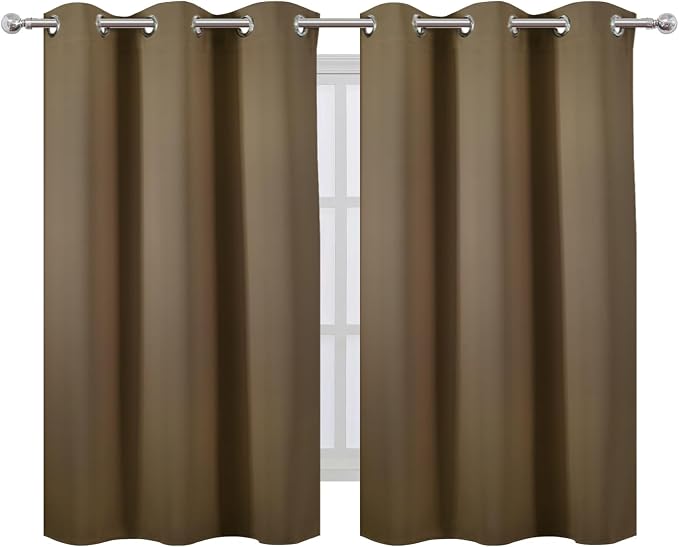 LEMOMO Brown Blackout Curtains 42 x 54 Inch Length Set of 2 Panels Grommet - Image 2