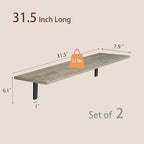 DINZI LVJ Long Wall Shelves, 31.5 Inch Wall Mounted Shelves Set of 2, - Image 3