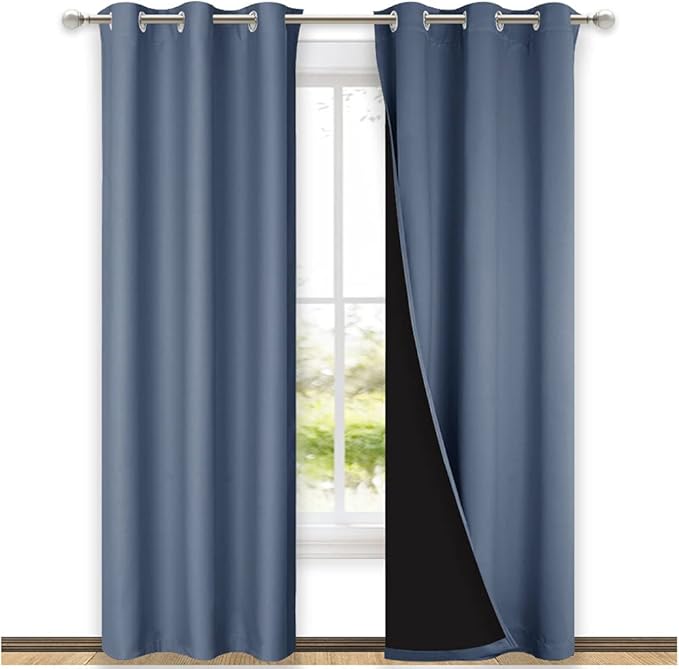 NICETOWN 100% Blackout Curtains 84in Long, Pair of Energy Smart & Noise by NICETOWN