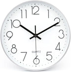 jomparis 10 Inch Silver Wall Clock Battery Operated Silent & Non-Ticking Wall by JOMPARIS