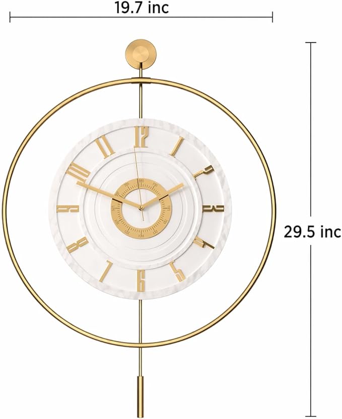 Large Luxury LED Backlit Wall Clock – Pendulum Roman Numeral Metal Ring - Image 4