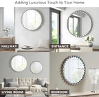Madison Park Round Mirror, Metal Frame Circle Mirror 36 inch, Wall Art Decor - Image 4