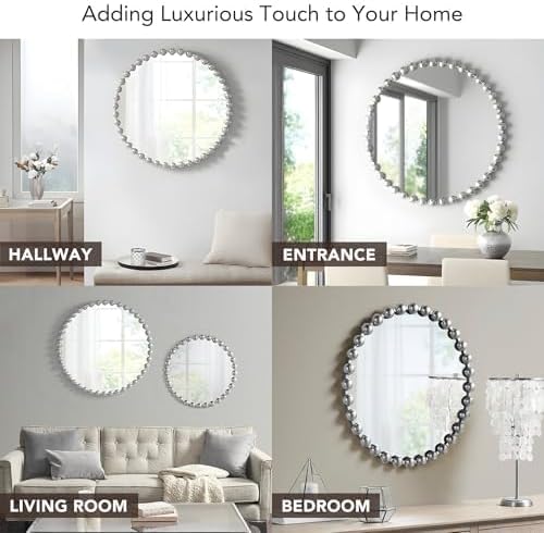 Madison Park Round Mirror, Metal Frame Circle Mirror 36 inch, Wall Art Decor - Image 4