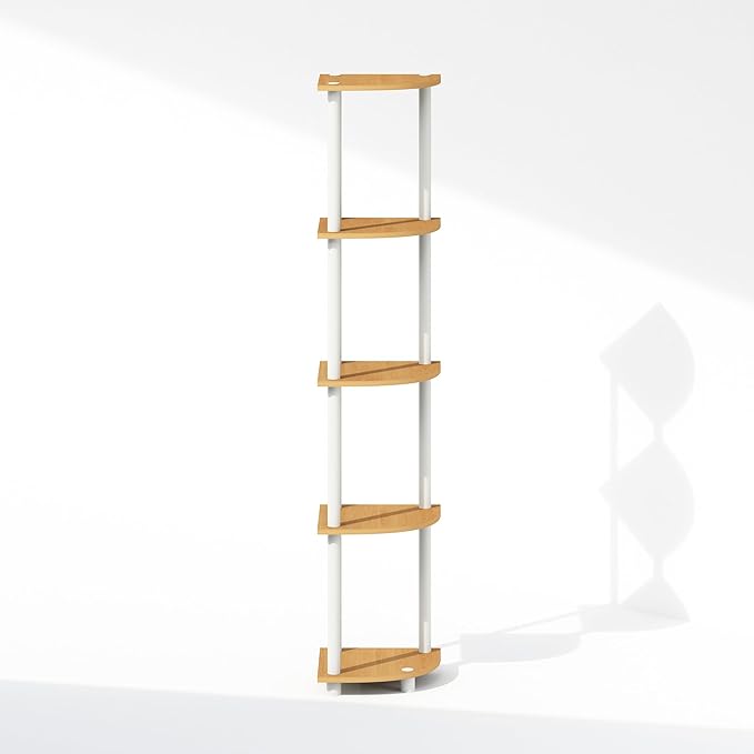 Furinno Turn-N-Tube Storage Shelves, 5-Tier Book Shelf, Corner Shelf, Toolless - Image 6