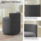 WUTUTUEE Velvet Vanity Chair with Storage, 360° Swivel Makeup Chair with Wave Back, No Assembly Small Accent Stool for Bedroom, Dressing, Living Room, Grey - Image 3