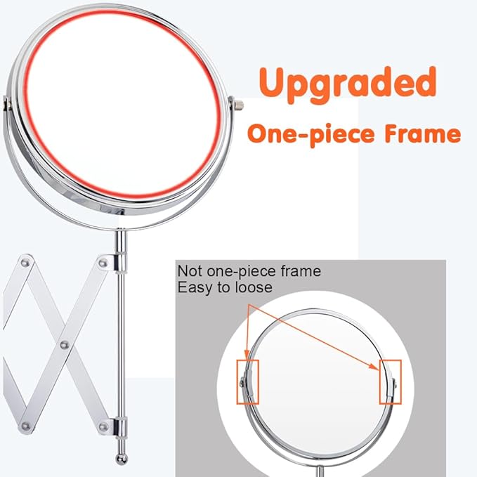 Welllink 8Inch Max Wall Mounted Bathroom Mirror, 10X Magnification - Image 4