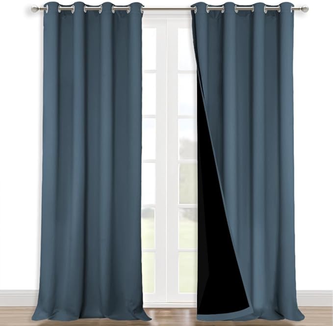 NICETOWN Full Shading Curtains for Windows, Smoky Blue, 52 inches W x 95 inches by NICETOWN