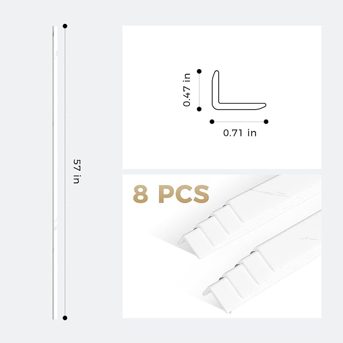 OUZUGIE 8-Pack 57 Inches, WPC Slat Wall Panel Trim, Corner Guard - Image 3