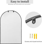 Dewfig Arched Wall Mounted Mirror, Arch Black Mirror - Image 7